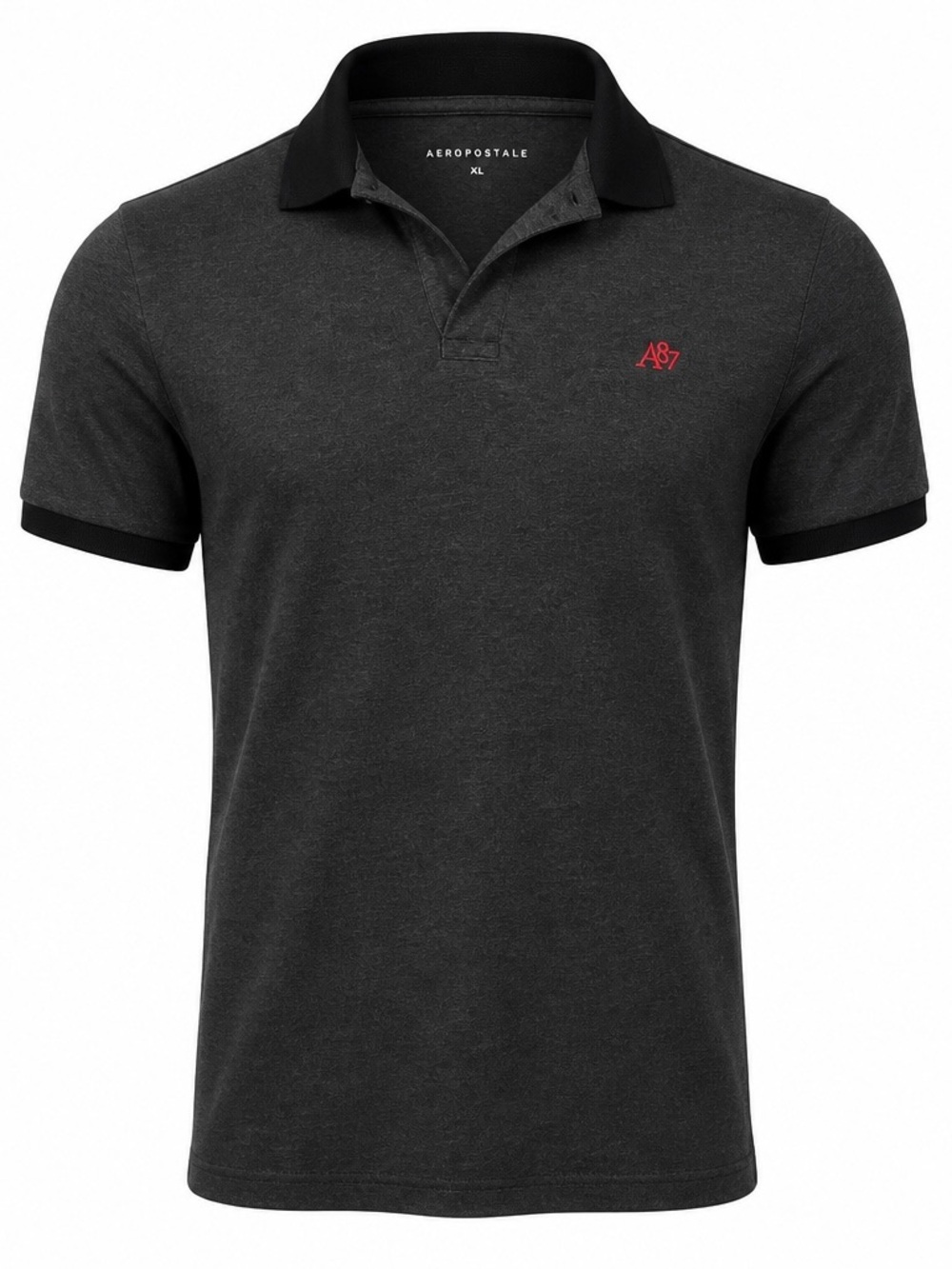 AEROSOLES Charcoal Black Polo with Red A87 Accent